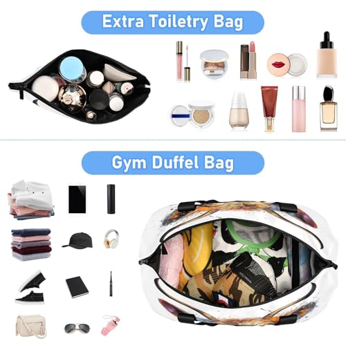 ALAZA Scotland Cattle Highland Cow Watercolor Travel Duffel Bag for Women Men Sports Gym Bag with Shoe Compartment Tote Weekender Overnight Bag with Wet Pocket for Travel, Gym,Yoga,Swimming4