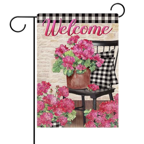 Dyrenson Welcome Spring Geranium Pink Flag