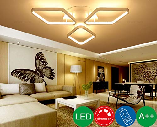 Preisvergleich Produktbild Schlafzimmerlampe Deckenleuchte LED Deckenlampe Dimmbar Flach Wohnzimmerlampe mit Fernbedienung Modern Metall Acryl Quadratisch Design Pendelleuchte für Couchtisch Esszimmer Küche Landhaus Büro Lampen
