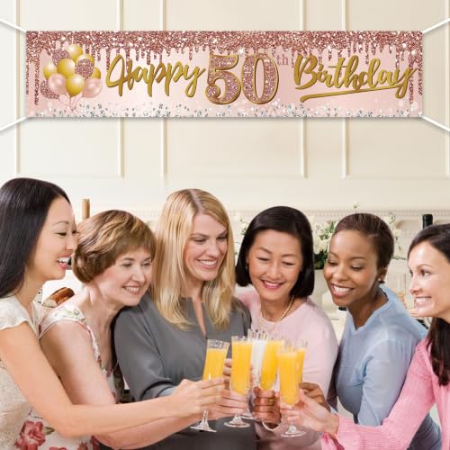 Image of Excelloon 50th Birthday Banner Decorations for Women
