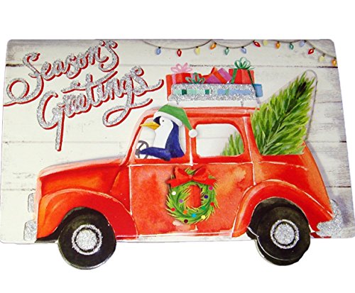 Punch Studio Boxed Set of 10 Embellished 3D Die Cut Holiday Cards, Penguin Season Greetings