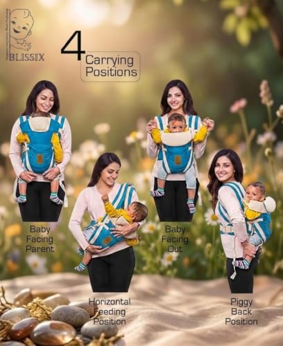 Image of BLISSIX Baby Carrier with Adjustable Waist Belt & Padded Shoulder Straps | Breathable Soft Carrier for & Toddler | Storage Pocket (Sky Blue)