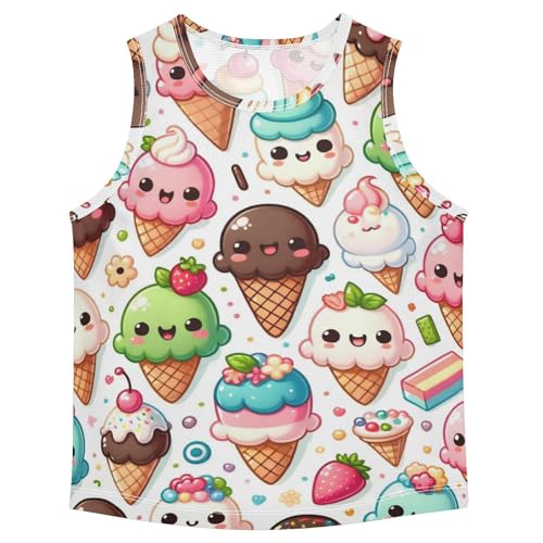 susiyo Summer Cartoon Ice Cream Boys Sleeveless Tank Top Girls Athletic T Shirt
