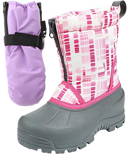 Northside Icicle Kids Winter Snow Boots & Gloves Combo for Girls & Boys