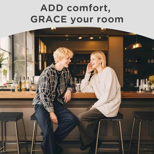 Image of AddGrace Anti-Slip Bar Stool Cushions Square Bar Stool Seat Cushions with Ties Set of 2 Small Square Chair Pads with Machine Washable Cover 12 inchX12 inchX2 inch (Black)