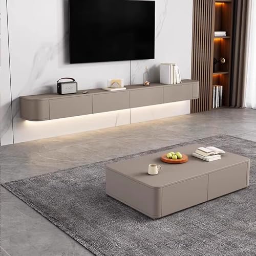 Banc de rangement sous TV suspendu kaki 120 cm avec compartiments - 3