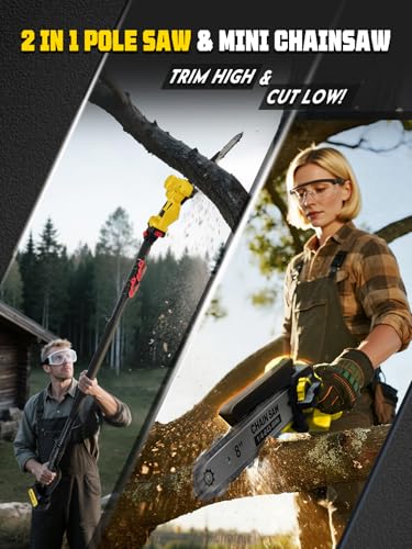 Image of 2-in-1 8 & 6 Inch Cordless Pole Saw for Tree Trimming,16FT Max Reach