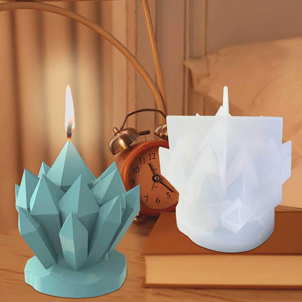 Świeca, Formy na świece Kryształ Klaster Formy żywiczne Formy do wyrobu świec Świeca silikonowa 3d Odlewanie z żywicy epoksydowej Geometryczna forma Diy Rzemiosło do dekoracji stołu
