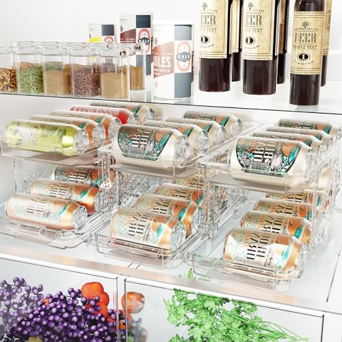 Jsyrjing-Drink-Organizer-for-Fridge-Adjustable-Soda-Can-Dispenser-2-Pack-Clear-Soda-Can-Organizer-Fits-Water-Bottles-Beer-and-Beverage-Cans-Can-Holder-for-Fridge-Pantry-and-Cabinet-Storage