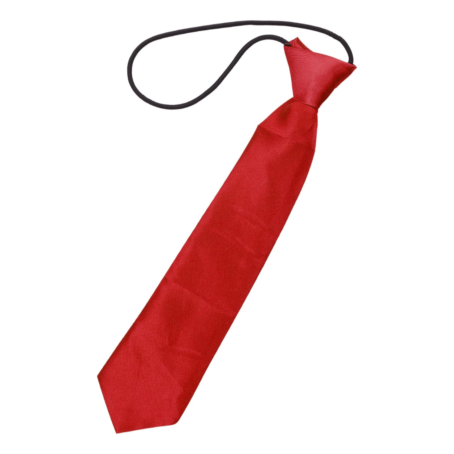 Gaomumu Boys Red Necktie, Satin Plain Colo Ties, Pre-Tied Elastic Adjustable Tie, Girls Formal Tie For Graduation School Uniforms Formal Wear Weddings Celebration Parties (Red)