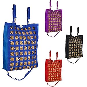 Majestic Ally Slow Feed Hay Bag for Horses, Adjustable Travel Feeder for Trailer and Stall, Feeding Sack with Strap Support, Simulates Grazing, Reduces Waste (Royal Blue)