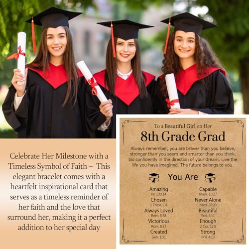 Image of Graduation Gifts for Her- Class of 2026 Primary Middle High School College Grad Gift, Adjustable Stainless Steel Beaded Cross Bracelet for Girls & Women