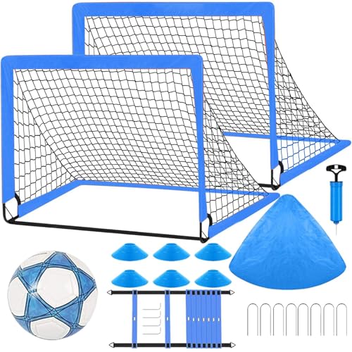 Objetivos de fútbol para niños para patio trasero, pequeña red de fútbol | Set de objetivos de fútbol emergente portátil | Equipo de práctica para niñas, actividad de entrenamiento para la playa de la