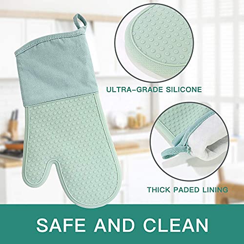 image for Cehomi Oven Mitts and Pot Holders Set 8 Pcs, Extra Long Silicone Glove