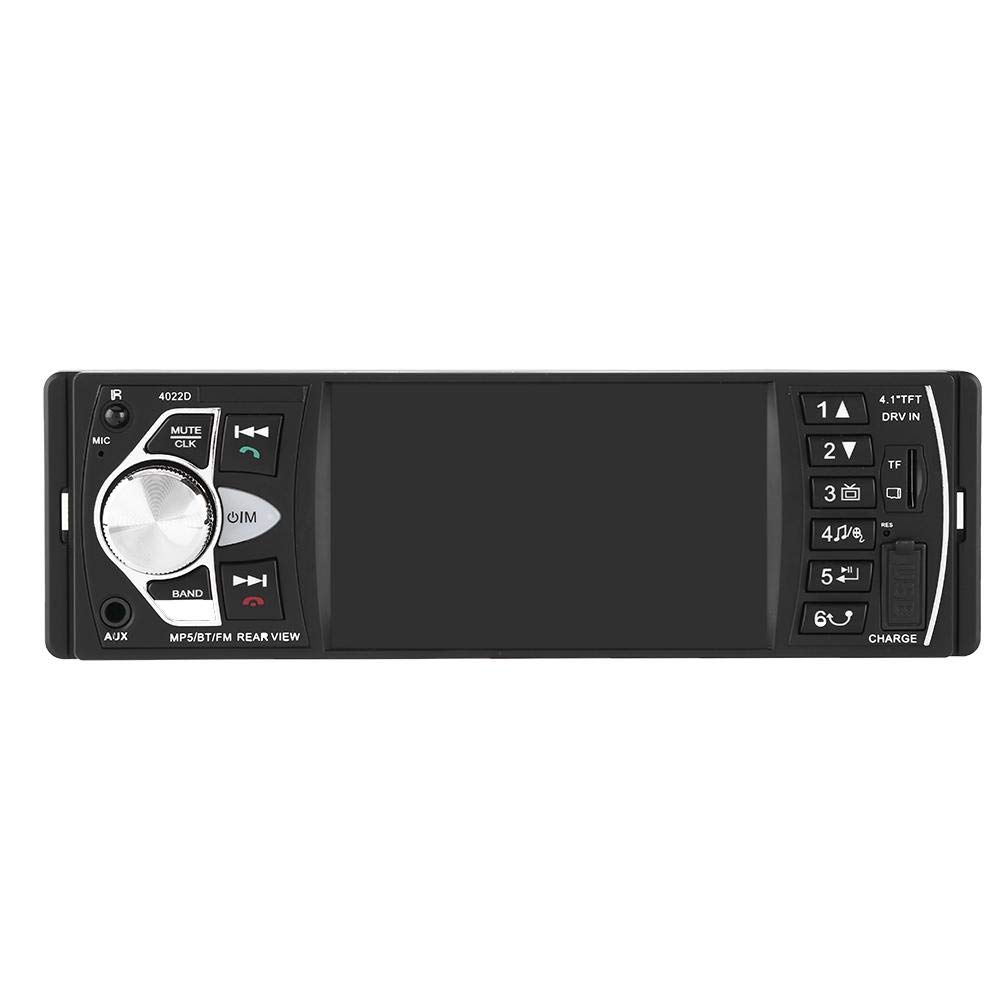 Qiilu Radio coche 4.1 pulgadas Reproductor MP5 Pantalla HD Bluetooth Manos libres Reproducción de video Radio FM AUX TF USB y Control remoto(con camara)