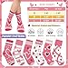 Queenshin Pink Love Girls Novelty Socks 5-7Y Cute Cartoon Funny Fashion Kids Toddler Crew Socks 6 Pairs Birthday Gift