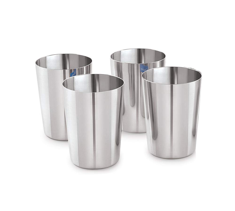 neelam - SGNS007P Stainless Steel 7 22G PRM Glass Neelam, 400 ml, Silver, Set of 4