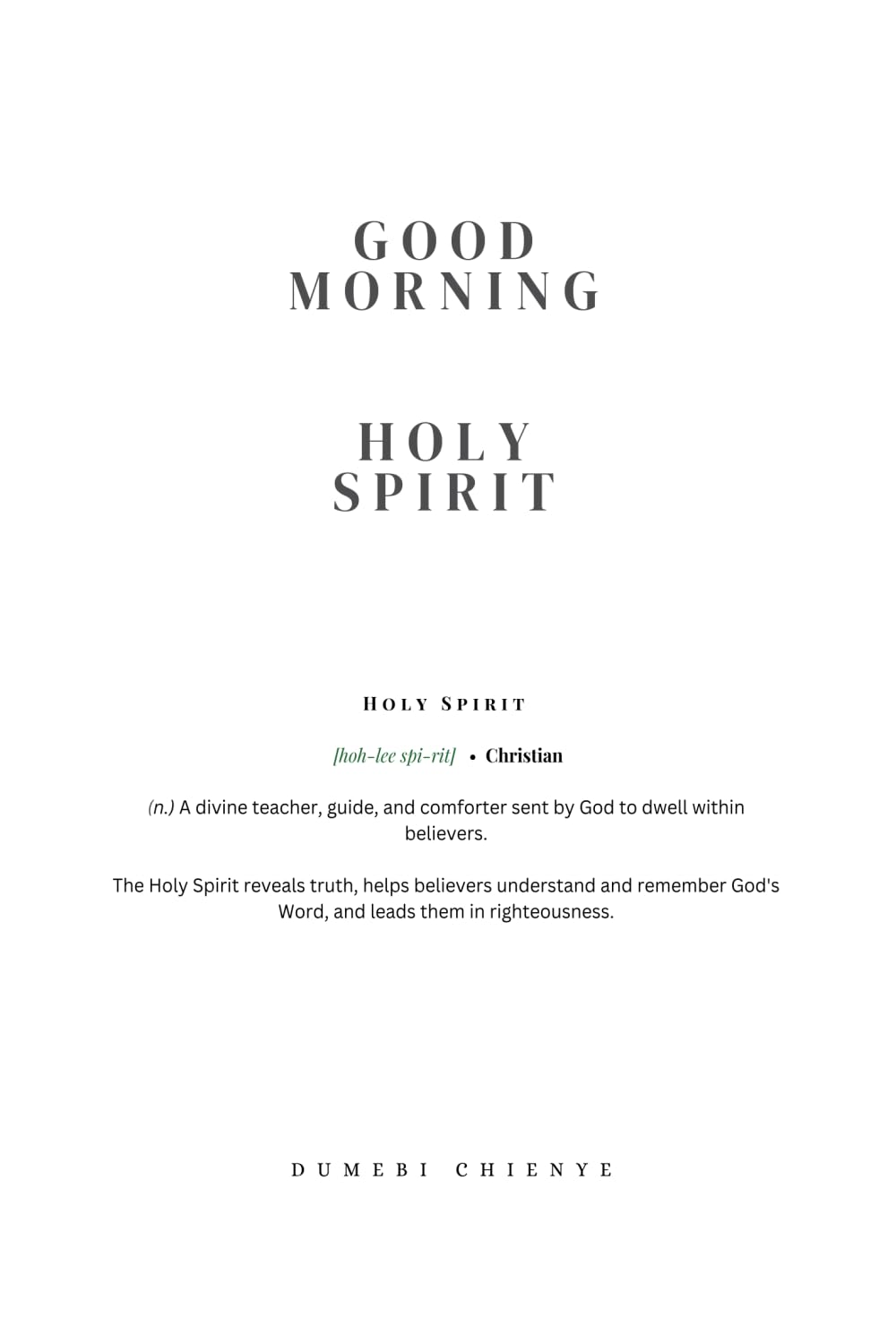 Good Morning Holy Spirit 'The book'