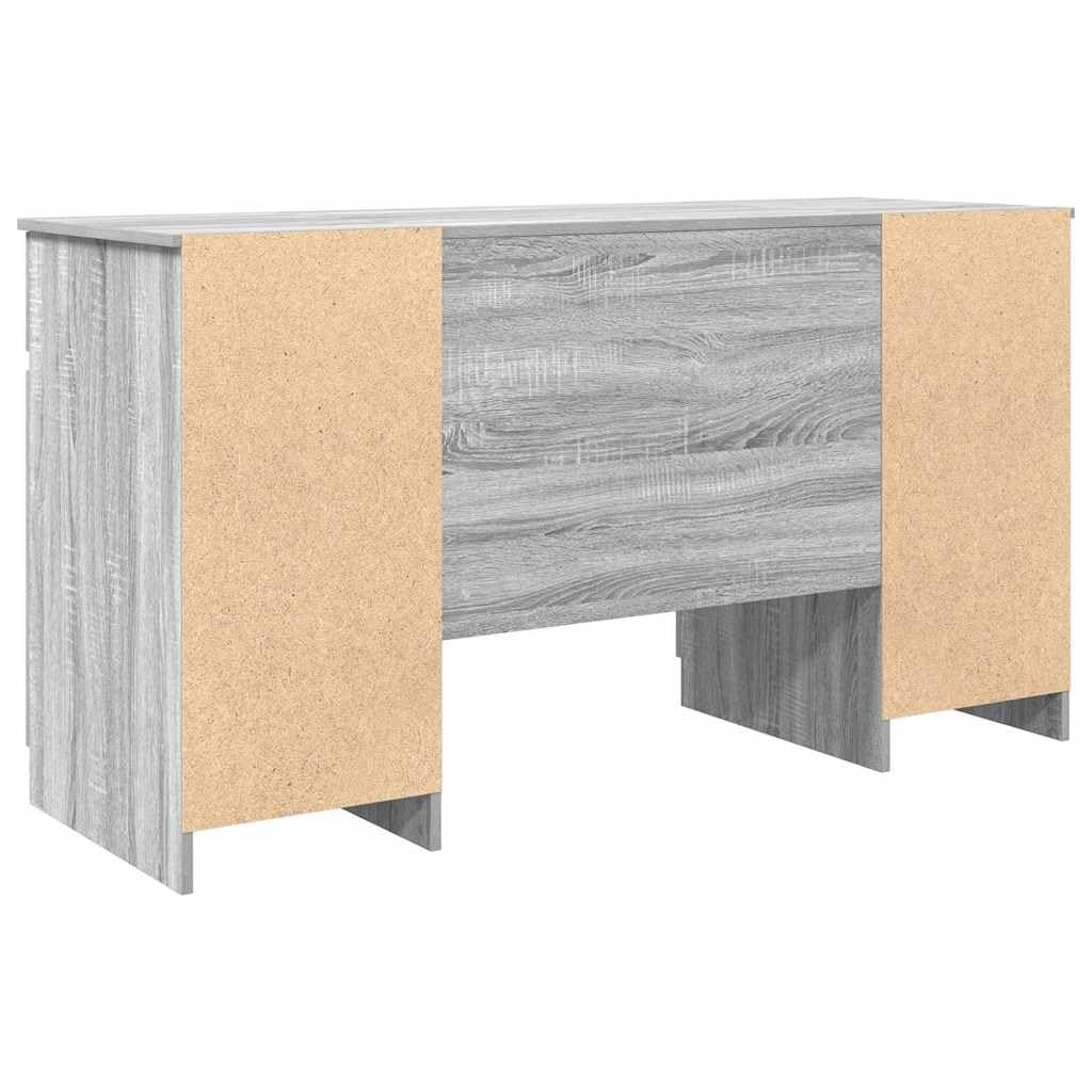 Sonoma biurko z drzwiami, szare, 140 x 49 x 76 cm, materiał drewnopochodny, miejsce do przechowywania z szufladą i regałem, kompaktowe miejsce pracy do domowego biura, gier i pokoju
