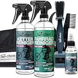 bio-chem Fahrrad Reinigungsset PROFI 7-teilig - Effektives & materialschonendes Pflegeset: 1x Fahrradreiniger 750ml + 1x Kettenreiniger 750ml + 1x Kettenöl 100 ml + 3x Reinigungsbürste