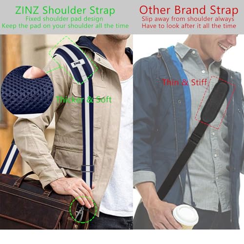 Image of ZINZ 79 inch Shoulder Strap, Extra-thick Fixed Cushion Pad and Dual Clasps Universal Replacement Strap with Metal Swivel Hooks for Laptop Bags, Luggage Bags, Camera, Crossbody(Stripes-BuWBu)