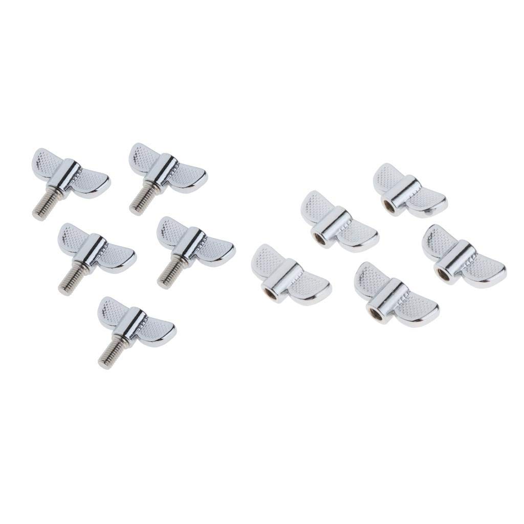 5 tuercas de ala de soporte de platillos de 8 mm para rendimiento de etapa de práctica M8, color plateado