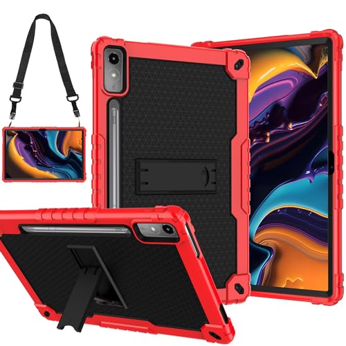 Doemoil Case for Lenovo Tab P12 12.7 Inches Tablet Case,Heavy-Duty Drop-Proof Shockproof Hybrid Kids Protective Case for Lenovo tab P12/Xiaoxin Pad Pro 12.7" Tablet Case TB370FU/TB371FC (Red/Black)