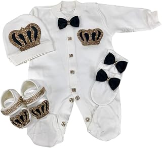 Take me Home 4pcs Set Newborn Hat Mittens Infant Shoes Outfit Angel Wing Crown Jewels Girl Baby Boy Prince Layette Set