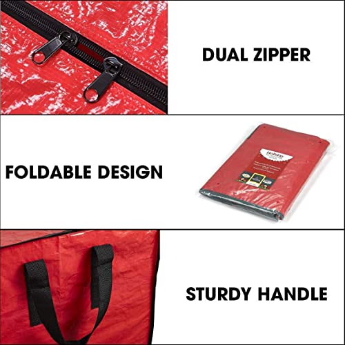 SHATCHI - Borsa per la conservazione di ghirlande natalizie artificiali, fino a 55 m, resistente, impermeabile, con cerniera e manici per il trasporto, rossa, 60 x 60 x 20 cm - Image 5