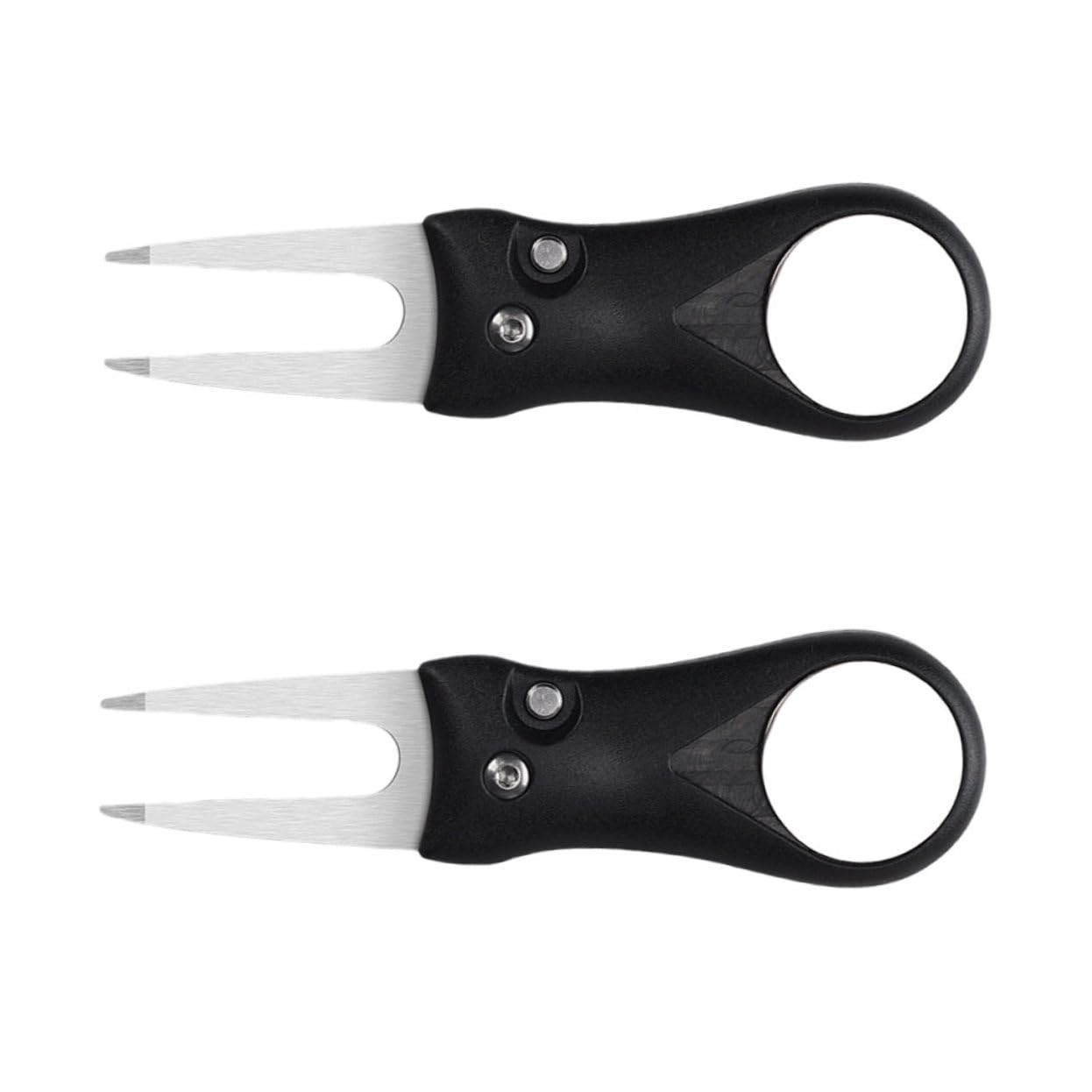 BELLIFFY 2pcs Golfs Divot Repair Tool Abs Handle Stainless Steel Fork Compact Design for Easy Carrying Includes Ball Marker and Groove Cleaner