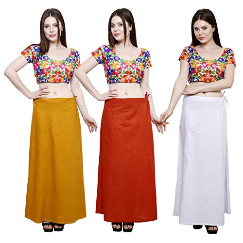 Image of Pistaa combo of 3 Women's Cotton Best Indian Readymade Inskirt Saree petticoats