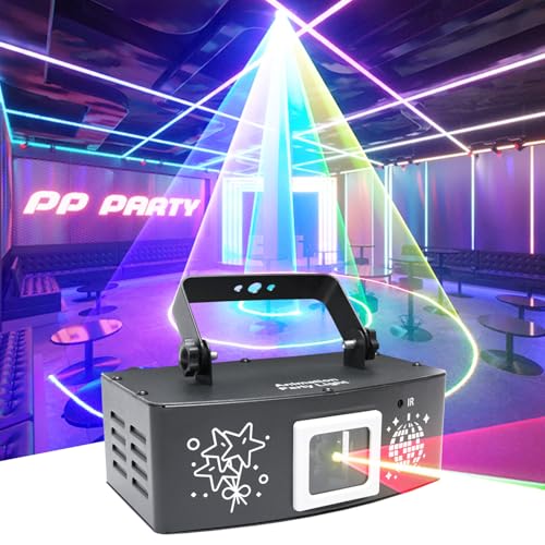 Image of 3D Animated RGB Laser DJ Light - Full-Color Scanning Beams, 200+ Patterns, 15K High-Speed Scanner, Pattern Size Control, Sound Activated DMX512 & Remote for Clubs, DJs & Parties | Flashback Events