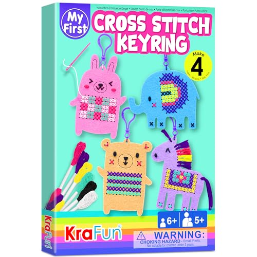 Ya en mundofriki.es: KRAFUN Kit de Punto de Cruz Animales para Niños 5-13 Años, 4 Llaveros (Unicornio, Oso, Elefante, Conejo), Fieltro, Instrucciones, Juguete Educativo