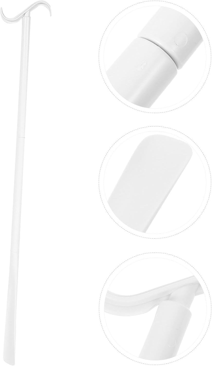 Long-Handled Detachable Shoe Horn and Sock Puller Dressing Aid Stick for Elderly Disabled, White Adjustable Assist Tool for Independent Dressing and Footwear Assistance
