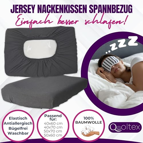 Jersey Nackenkissen Bezug 40x60 cm Anthrazit - Kissen Spannbezug Elastisch - Baumwolle Kissenbezug für Gesundheitskissen und Nackenstützkissen