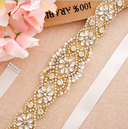 Rhinestone Wedding Belt Handmade Bridal Belt Sash With Ribbon Sashes For formal Wedding Evening Dress3