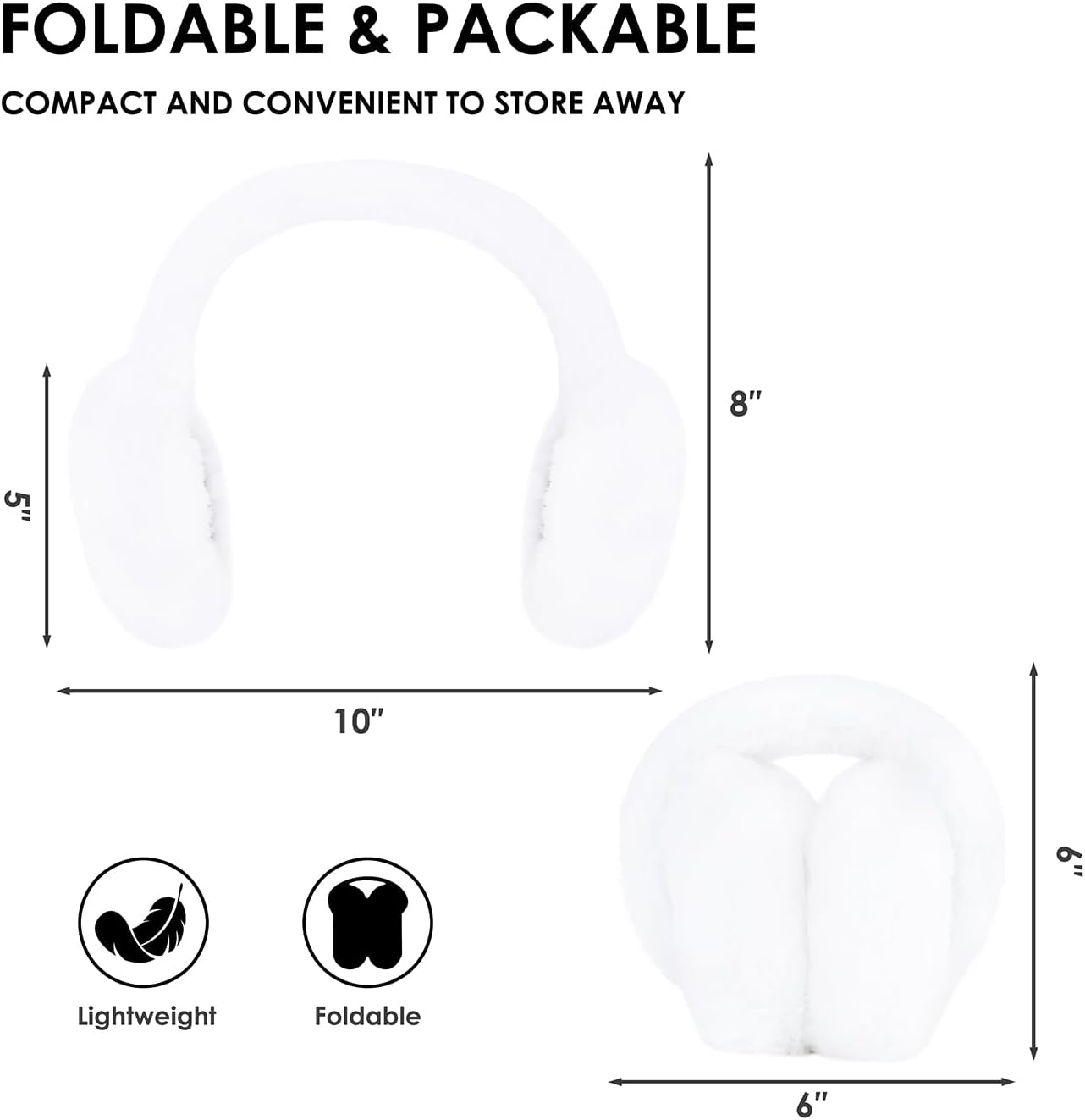 HDE Women's Fuzzy Faux Fur Earmuffs Cute Foldable Winter Ear Warmers with Rhinestone Charms Adjustable Outdoor Ear Covers - Image 3