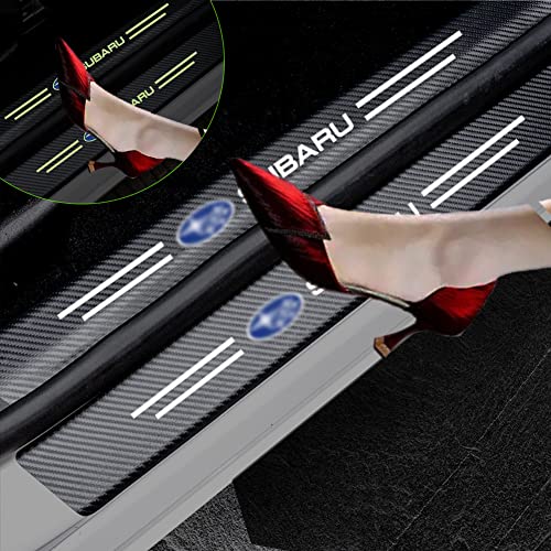 Atyuhua Car Door Sill Plate Protector Luminous For Subaru With Logo, Car Door Entry Guard Protection Sticker Self-Adhesive For Subaru, Carbon Black, Pack Of 4 (For Subaru) #TOP28