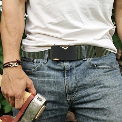 Men's Ratchet Tactical Gun Belt, 2 Pack 1.5" Nylon Web Work Belt with Automatic Slide Buckle4