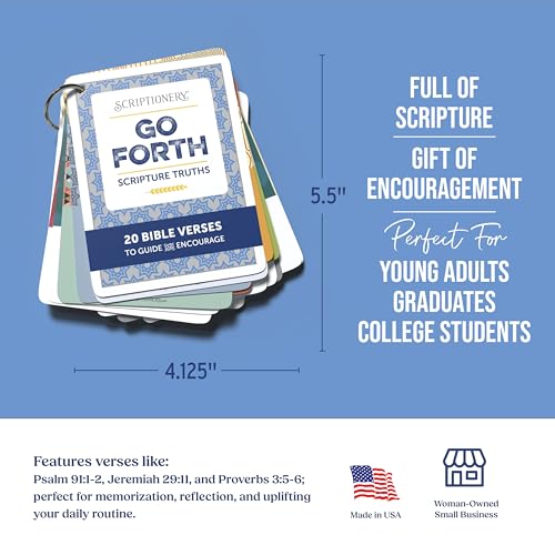 Go Forth Bible Verse Cards | Christian for Teen Boys Girls | Scripture Memory Cards Stocking Stuffers for College Students | Dorm Devotional Flash Cards | Scriptionery