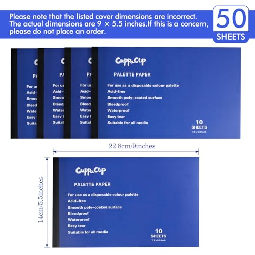 Image of Disposable Palette Paper Pad - 50 Sheets 9x5.5 inch Artist Mixing Paper for Adults Students (9 x 5.5in - 5books)