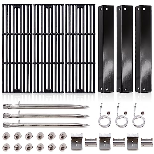 Adviace Grill Parts for Char Griller 5050, 5650, 2121, 3001, 5072, 2123, 2828, 3030, King Griller 3008, 5252, Cast Iron Grill Grates, Heat Plates, Burners, Ignitors for Chargriller Replacement Parts.