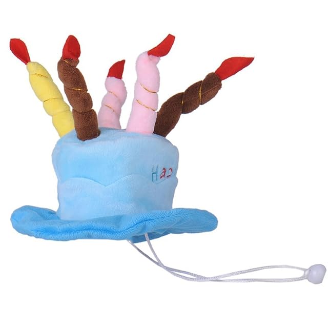 Foto 3 de 4 de L-Peach Gorro Suave de Cumpleañopara Diseño de Pastel Vela de 5 Coloridas para Mascotas Perro Gato Disfraz…