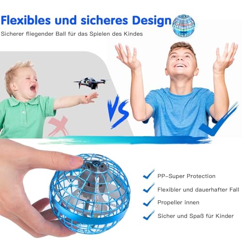 Zookao Fliegender Ball, Mini Drohne Für Kinder Flying Boomerang Ball mit LED Licht Spielzeug Geschenke für Jungen Mädchen Indoor Outdoor Cooles Flugzeug