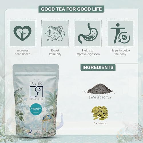 Image of Dabri Masala, Cardamom & Ginger CTC Chai Patti 750g Combo(Pack of 3 x 250g Each Pouch)Pure Natural Elaichi Masala Tea|Premium Organic Blend|Rich in Antioxidants|Supports Digestion,Heart & Cold Relief