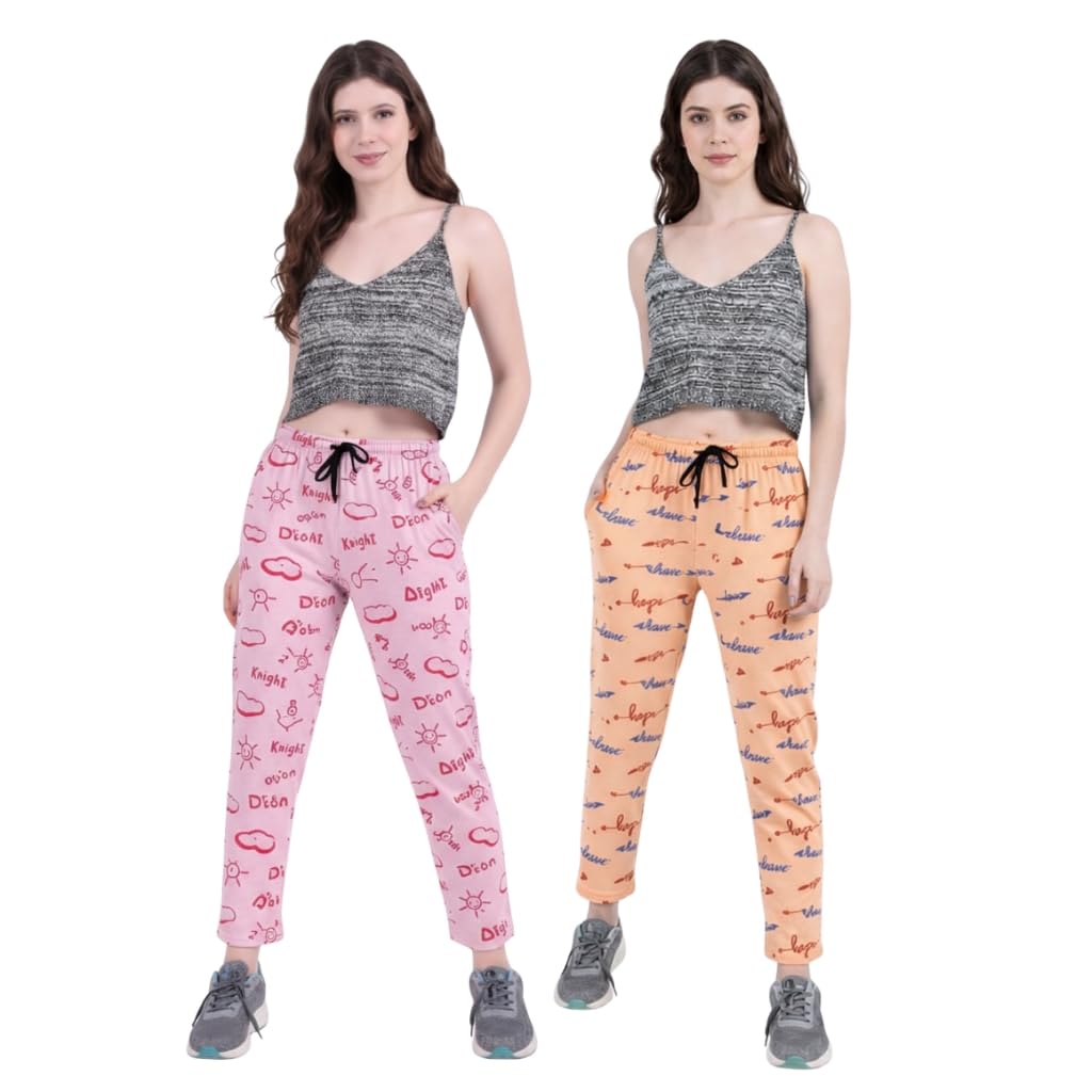 Women Cotton Lounge Pants Combo Soft Printed Pajama, Relax Fit Sleepwear Trousers for Home, Travel & Casual Comfort-image-9