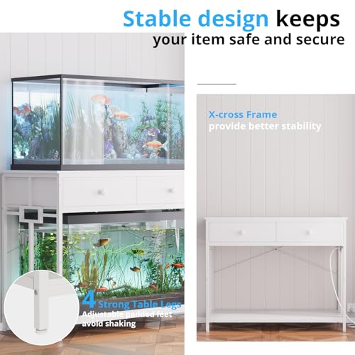 Image of VOWNER 40 Gallon Aquarium Stand with Power Outlet & Cabinet Storage, White