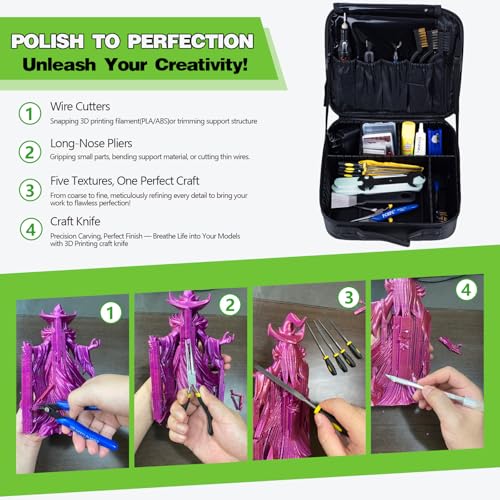 3D Printing Tool Set with Bag – 3D Printer Tools Features a deburring Tool,Surface Smoothing,and Scraper for Model cleanup,Wire Cutter,and Precise Drilling. - Image 4