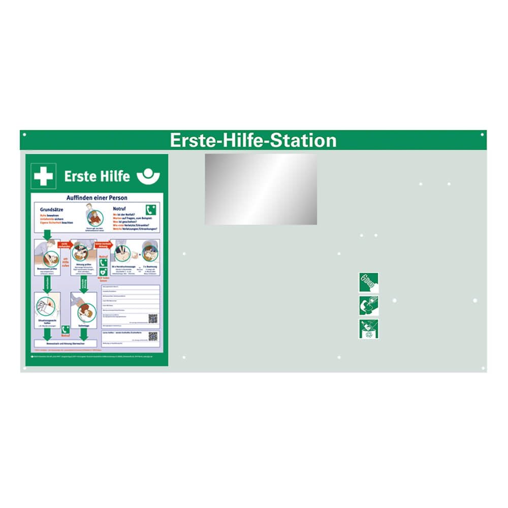 Erste-Hilfe-Station Classic Großhandel/Lager, ASR A4.3/DIN 13157, 116 x 60 cm, Art.-Nr. 611686 | Pflasterspender | Augenspülflasche | Verbandkoffer
