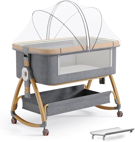 Miniatura 8 de Moisés de bebé, moisés de noche para bebé, 4 en 1, moisés portátil con ruedas, mosquitero y cesta de almacenamiento, cuna mecedora ajustable de 6